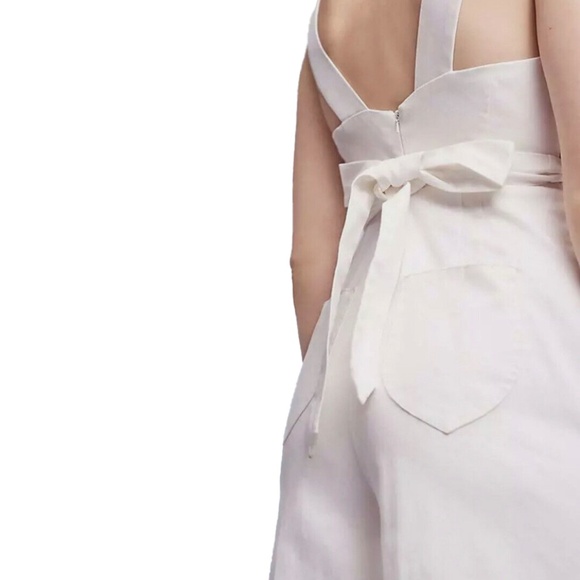 NWOT CHINO by ANTHRO white wide leg palazzo jumpsuit w/ scalloped v neck wrap 6 - Picture 5 of 10